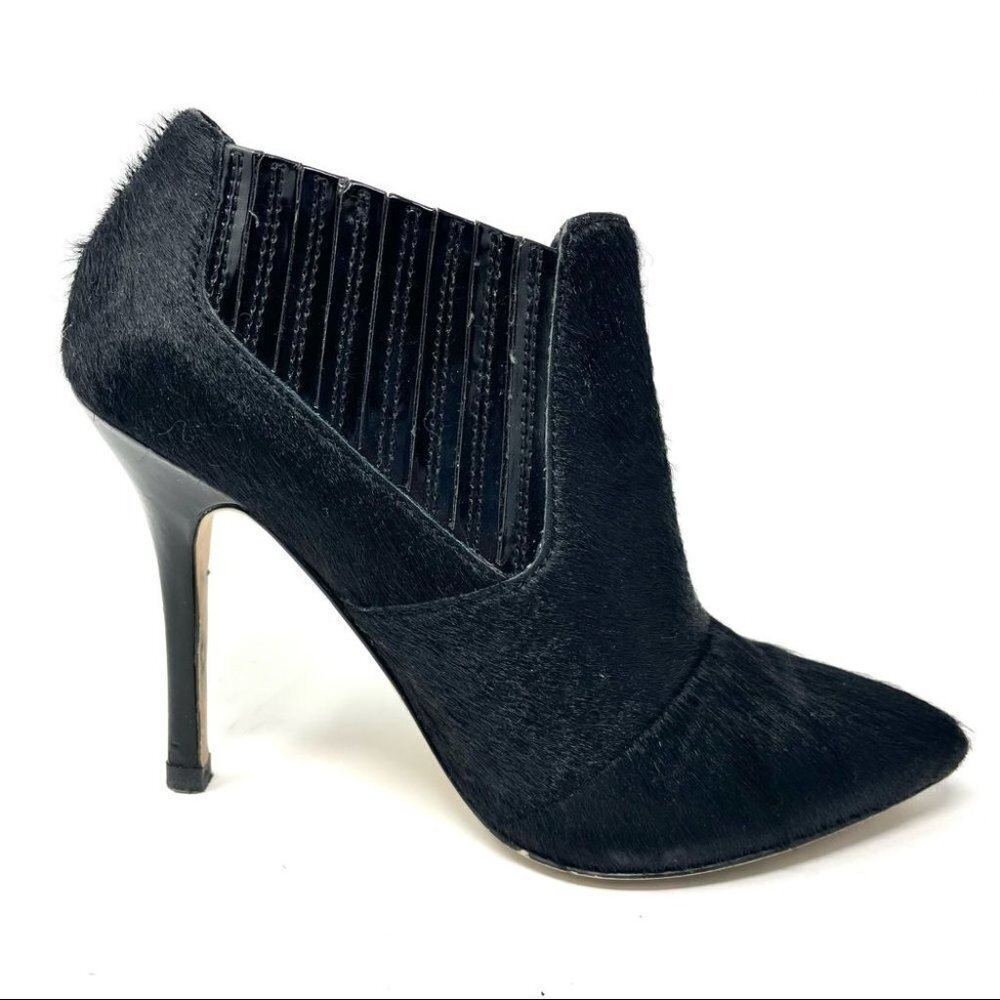 TOPSHOP Black Calf Hair Heeled Chelsea Boots Size 38/8